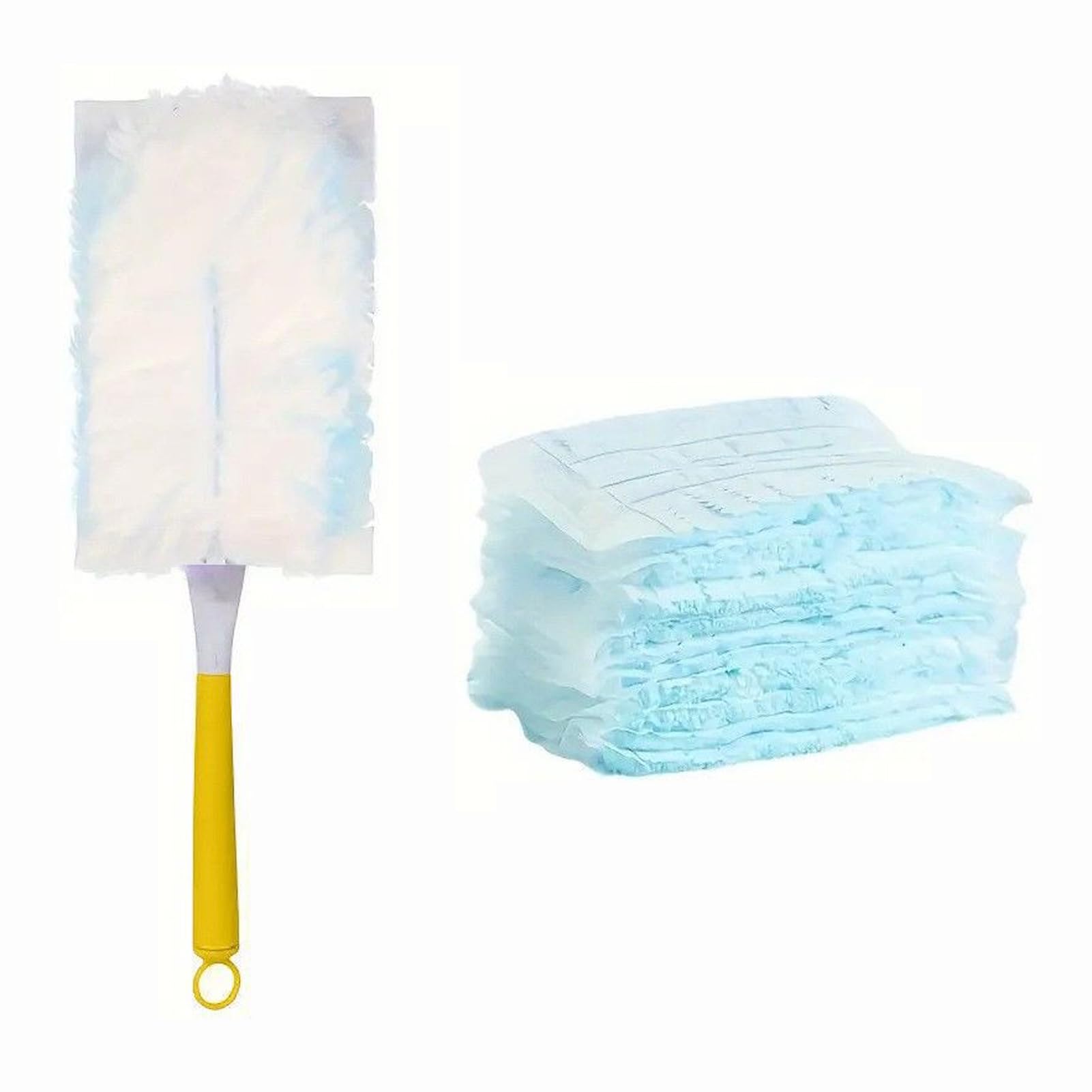 Wacnune Yellow 10 Pcs Handle Flash Duster Refills - Magnetic Suction Cloths For Dust Removal, Compatible With Flash Dust Mops & Sweepers