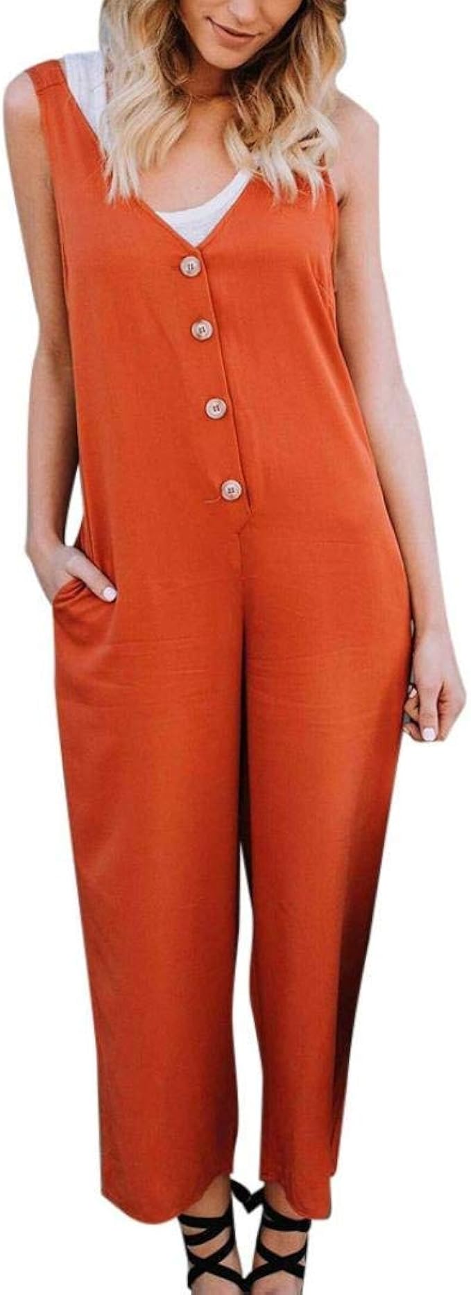 Damen Jumpsuit Sommer Elegante Bequem VAusschnitt Sleeveless Festival