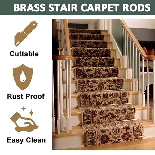 Barres de pression réglables pour tapis d'escalier découpables et stables - 6