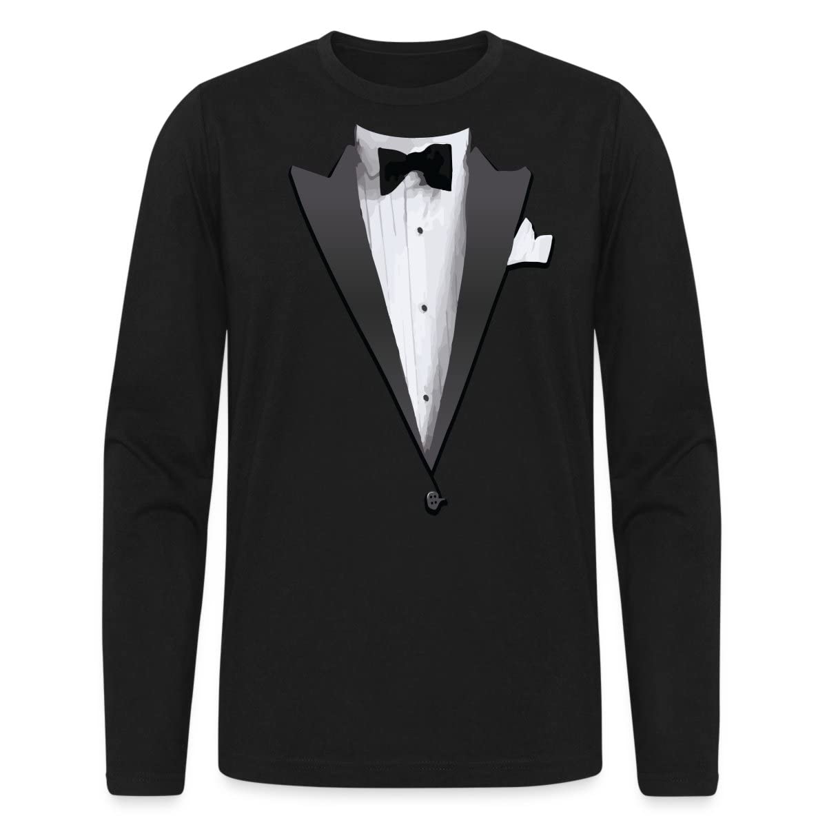 Spreadshirt Tuxedo Jacket Costume Bow Tie Men's Long Sleeve T-Shirt by Next Level, XL, Black