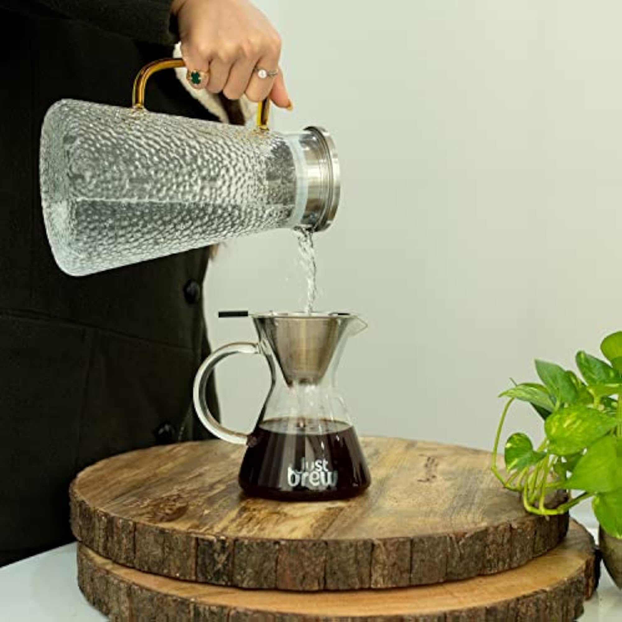 Crystal Drip Coffee Maker with Borosilicate Glass Pot