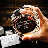 Lucy Engraving Personalized Handwriting Gift for Him - Custom Engraved Handwritten Message Whiskey Glass, 11oz, Present for Dad, Christmas Gift Idea