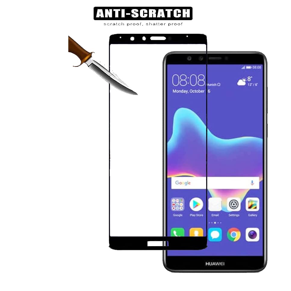 Image of Screen Protector for Huawei Honor Y9 (2018) (Black) Tempered Glass Edge-to-Edge 6D Screen Guard With Installation Ki