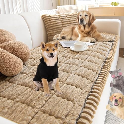 Best Type of Sofa Fabric for Dogs: Durable, Waterproof, and Pet-Friendly Choices 5 Couch Covers for Dogs, Ultra-Soft Quilted Sofa Protector, Non-Slip Washable Couch Covers for Pets, Ultra-Soft Fluffy Plush Sofa Protector for Home, Suitable for Dogs and Cats (Khaki,28 × 71 in)
