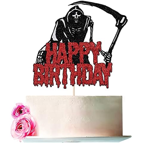 Bejotaa Halloween Happy Birthday Killer Cake Topper Halloween Horror Movie Party Decorations Death Theme Party Decorations Killer Birthday Cake Topper Party Decorations Cover