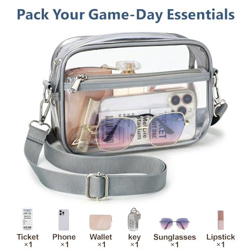 Image of PACKISM Clear Bag for Stadium Events - Small Clear Purses for Women Stadium Crossbody for Game Day, Festival, Concerts