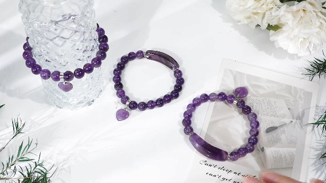 TUMBEELLUWA Bracciale Con Pietre Curative: Perline 8 Mm, Ciondolo Cuore, Fatto A Mano, Regalo Con Sacchetto In Raso