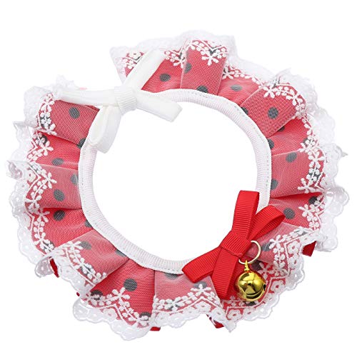 Coleira para gatos de estimação em renda com bolinhas bowknot (vermelho tamanho XL)
