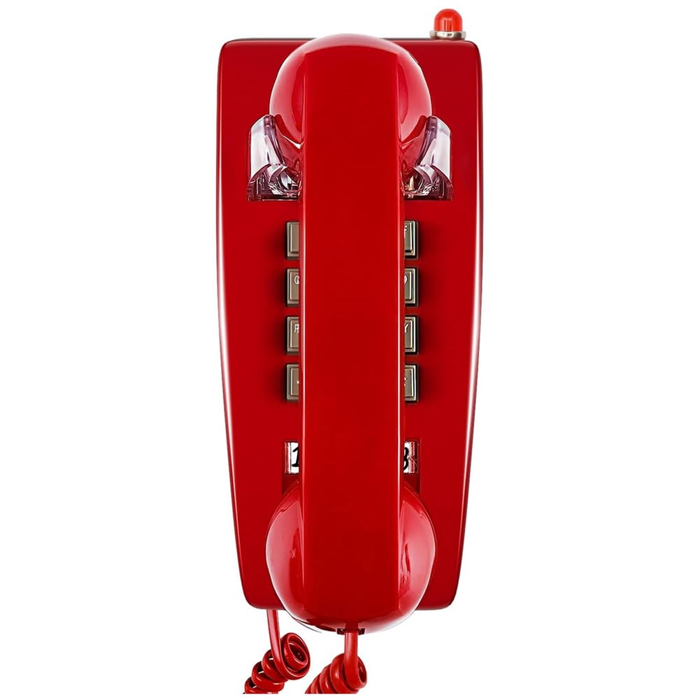 TeléFonos de Pared CláSicos para TeléFono Fijo con Timbre MecáNico, TeléFono de Pared de una Sola LíNea 2554 con Indicador de Correo de Voz, Rojo