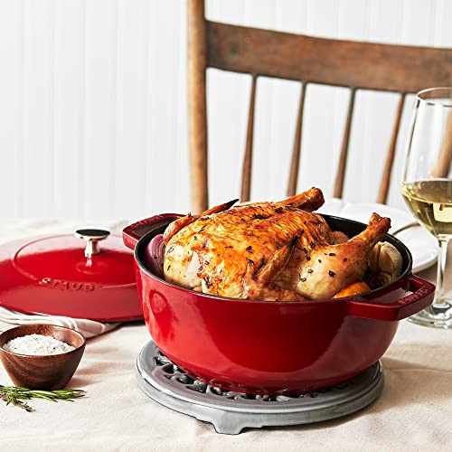 Staub 40511-925-5 Wa-Nabe Cherry Xl 9.4 Inches (24 Cm), Large Cast Enameled Pot, Induction Compatible, French Oven #TOP2