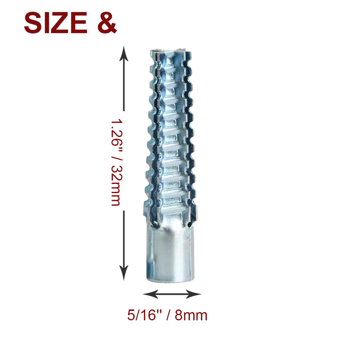 YZTONGPAO 100 Pcs Drywall Anchors (Screws No Included), Expansion Pipe for Hollow Walls Tile,Cement Bolt Expansion Tube,Fixing Stripped Screw Holes(M8*32)