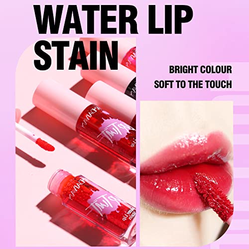 Topcent 6 Colors Lip Stain Set, Longwear Lip Tint, Plumping Liquid Lipstick, High Pigment Moisturizing Lip Gloss For Full And Sexy Lip Look, Watery Finish, Vivid Color, 0.74 Fl Oz #TOP1