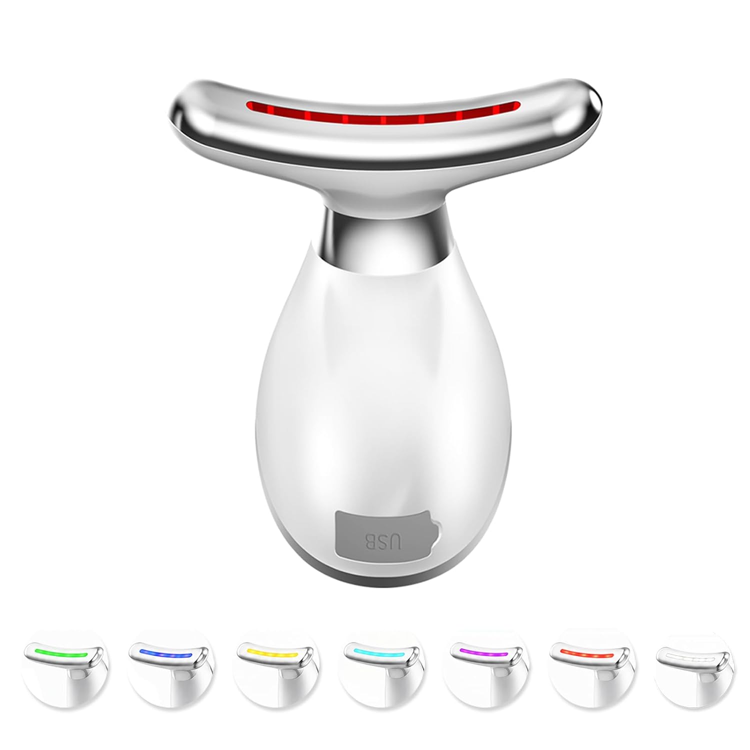 Facial Massager Face and Neck, LED Beauty Device with Heat and Vibration, Depuffing and Sculpting Tool with 7 Color LED Light Modes, Birthday Gifts for Women
