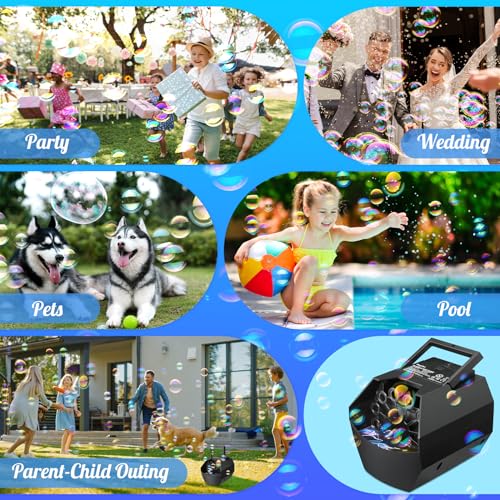 Theefun Bubble Machine: 500ML Automatic Bubble Blower Max 15000 Bubbles per Min for Kids and Toddlers, Battery or USB Operated Portable Bubble Maker for Parties Weddings Birthday Black - Image 7