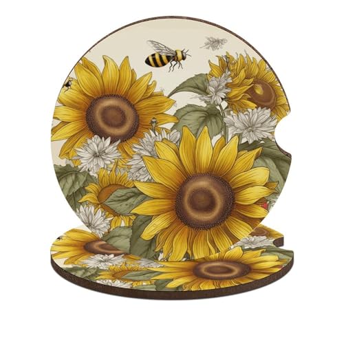 Posavasos para portavasos de auto con diseño floral 2.6 in 2 pzas miniatura 1