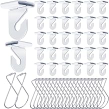 Vicenpal 100 Pcs Drop Ceiling Hooks Bulk for Classrooms Offices Hanging Set, 50 Pairs Right and Left 50 Pcs Clips for Tile Decorations, Metal Suspended T Bar Hooks for School Plants