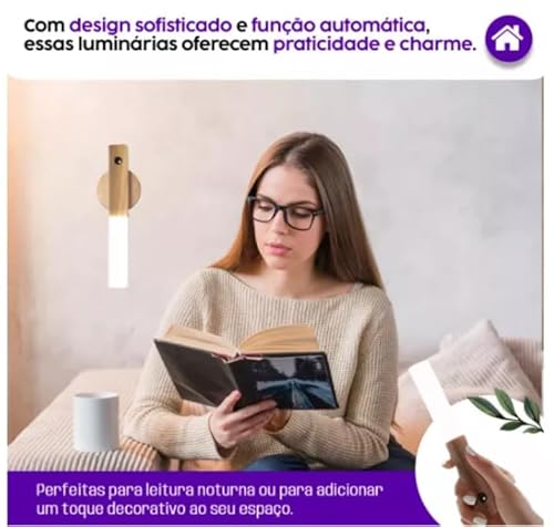 Luminária LED De Parede Cabeceira Cama Automática Decorativa Recarregável com Sensor de Movimento (C