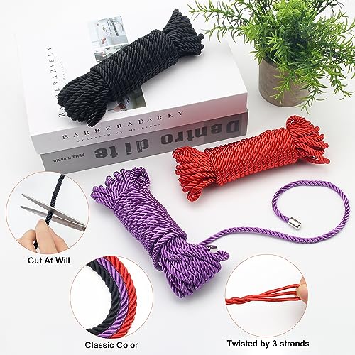 Cuerda trenzada de nailon brillante para decoración del hogar y macramé, paquete de 3 cuerdas 5