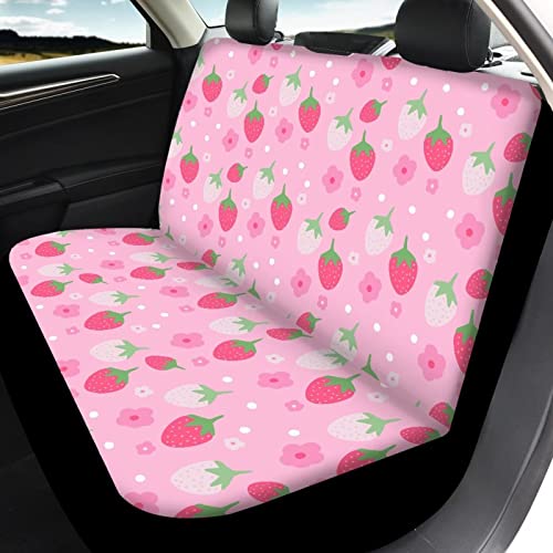 Image of Modysero Strawberry Design Pink Seat Cover for Car Custom Comfortable Fitted Car Seat Cover Easy Install Decor Accessories for Women Universal Automotive Seat Cover Fit Most Cars