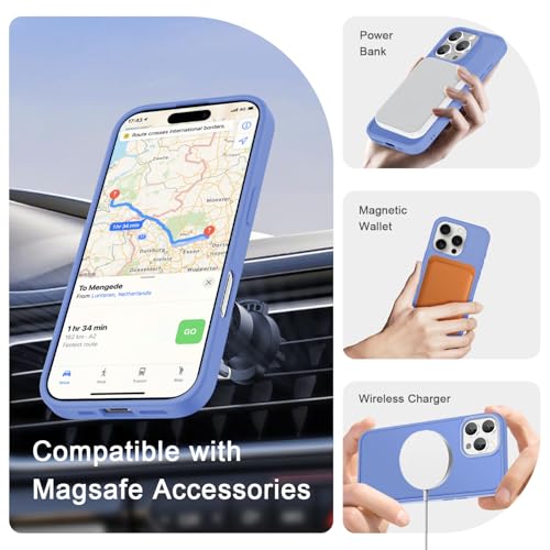 Image of YENAPOON for iPhone 16 Pro Max Case, Matte Magnetic Phone Cover [with 1 Screen Protector] [Support for MagSafe] [Shockproof Military Grade Protection] Translucent Frosted Back, Purple