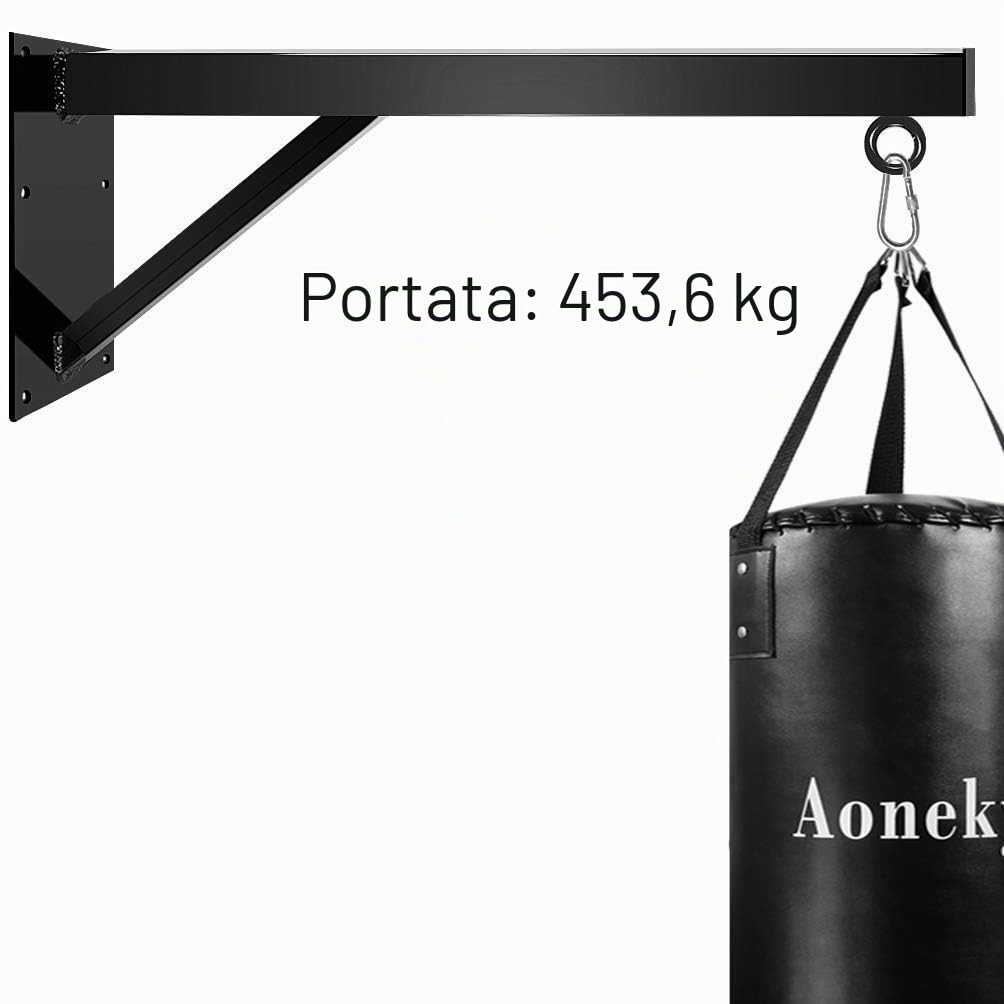 Aoneky Staffa da Parete per Sacco da Boxe 70cm/100cm - Supporto da Muro in Acciaio Che Sostiene 450KG per Sacco Pesante, Manichino Appeso per Allenamento MMA, Kickboxing