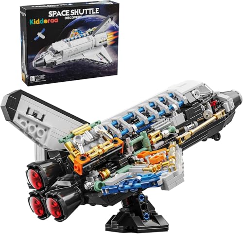 Image of Space Shuttle Rocket Building Block Set - 536 PCS Spaceship Model Kit with Stretchable Satellite & Translucent Design - STEM Construction Toy & Home /Office Decor - Gift for Kids 8-12 & Adults