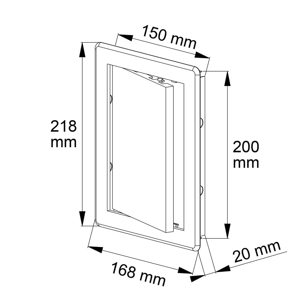 Awenta Drzwi z tworzywa sztucznego 150 x 200 mm – biała pokrywa klapy otwierającej – zamek do drzwi skrzynkowych – zasuwa – ukryty zawias – zdejmowane drzwi – gładka powierzchnia do lakierowania