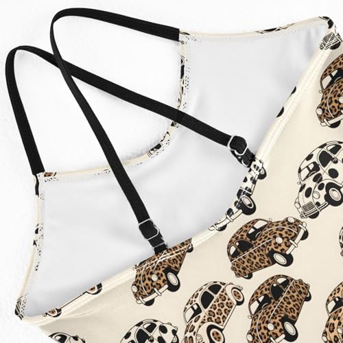 senya Girls Swimsuits One-Piece Swimwear Tie Bathing Suit Beach Summer Round Neck 9-10T Leopard Print Car Pattern4