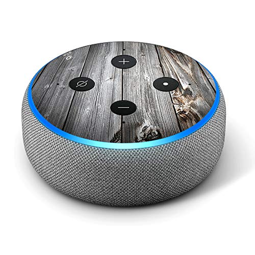 Grey Wood - Vinyl Decal Skin Compatible with Amazon Echo Dot 3rd Generation Alexa - Decorations for Your Smart Home Speakers, Great Accessories Gift for mom, dad, Birthday, Kids