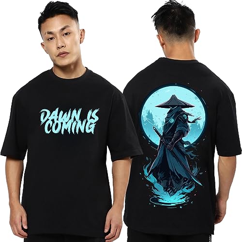 Image of fanideaz Mens Oversized Printed Half Sleeve Branded Cotton T-Shirt for Mens || Back Printed t Shirts for Men || Oversized t Shirts for Men