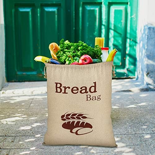 Ruisita Reusable Linen Bread Bags 30 x 40 cm Bread Storage Bag Natural Unbleached Food Storage Bag for Home-made Bread
