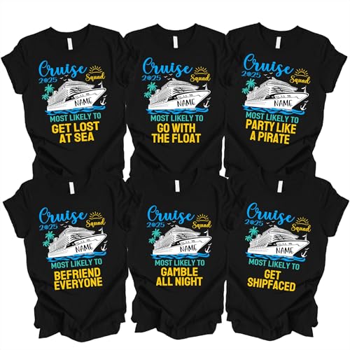Most Likely to Cruise Shirts, Family Cruise T-Shirts, Funny Cruise Tshirts, Matching Cruise Tee, Group Cruise Apparel, Family Vacation Black