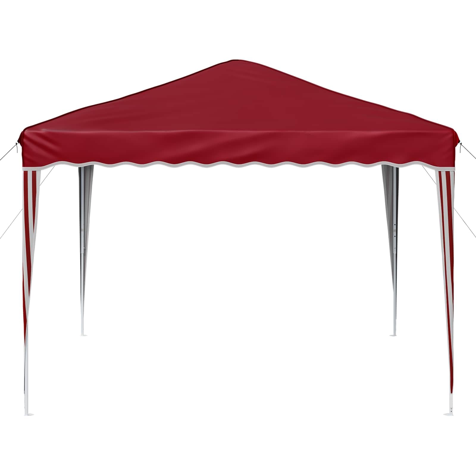 Namiot imprezowy Pop-up bordowy z tkaniny Oxford, 288 x 288 x 245 cm, z ochroną UV i odporną na warunki atmosferyczne metalową ramą, do ogrodu, na taras, kemping i imprezy