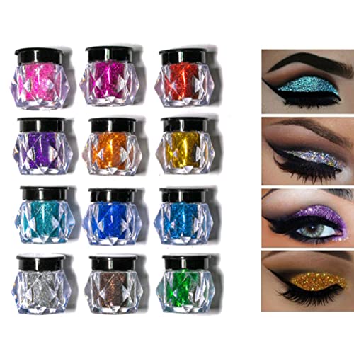 12 glitter brilhante facial, glitter holográfico grosso cosmético, glitter corporal brilhante, glitt