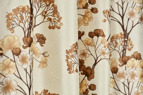 Image of Floral Patch Semi-Sheer Curtains for Window 6 Feet, Pack of 1, Coffee