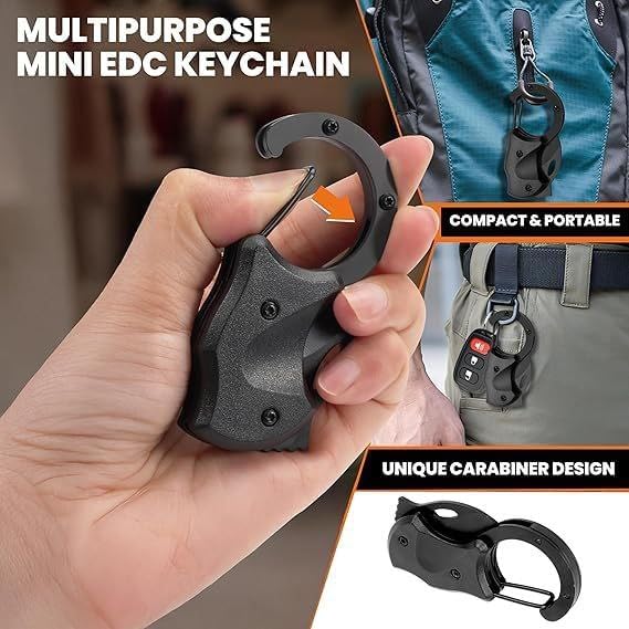 Image of Keychain with Cutter & Safety Strap - Emergency Self Defense Tool for Men | Glass Breaker, Seatbelt Cutter & Tactical Keychain | Everyday Carry Gift Idea for Safety & Travel