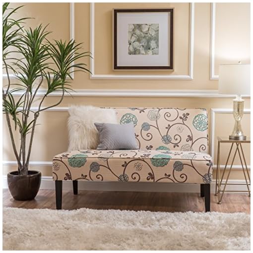 Christopher Knight Home Dejon Fabric Love Seat, White And Blue Floral - Image 3