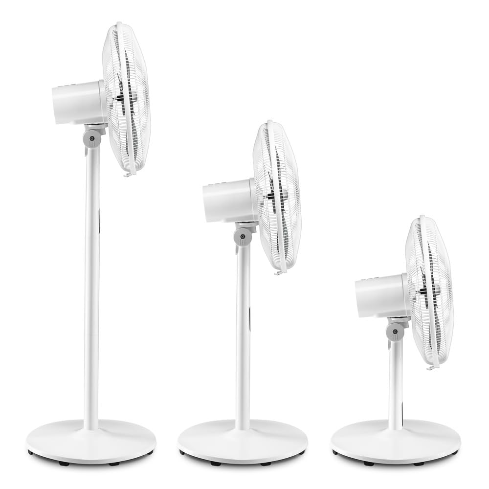 TROTEC Ventilatore a Piantana TVE 24 S - 48W, 8 Velocità, Ø 40 cm, Oscillante 80°, Altezza Regolabile, Telecomando, LED