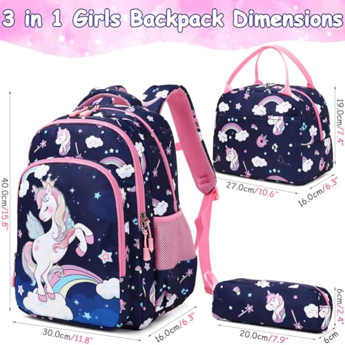 Girls Backpack for Elementary Kids School Bookbag Set Cute Unicorn Backpacks for Girls Water Resistant3