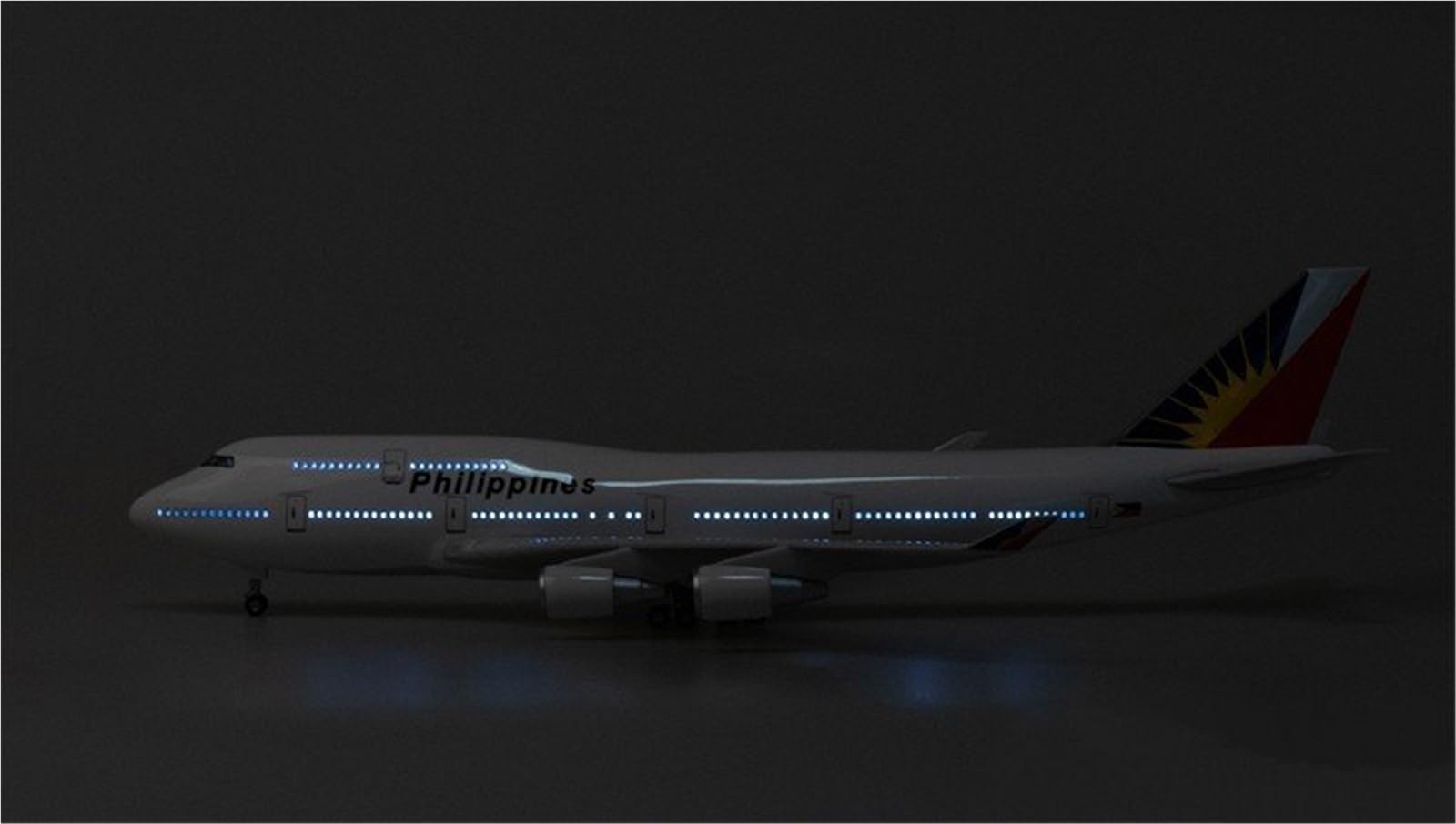 Repliki modeli samolotów 1/150 model odlewu kolekcjonerski samolot 47 cm dla filipińskich linii lotniczych dla Boeinga 747-400 samolot pasażerski miniaturowy model samolotu (ze światłem)