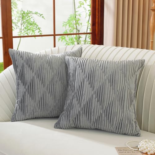Artoid Mode Juego de 2 fundas de cojín plisadas modernas con diseño de rayas triangulares, 45 x 45 cm, para sofá, salón, decoración