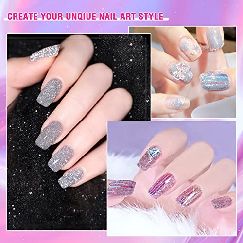 Saviland Reflective Glitter Gel Nail Polish Set - 12 Colors Glitter Gel Nail Polish Set Colorful Sparkly Shiny Soak-Off U V Led Manicure Nail Art Illusion Gilding Series For Nail Salon Home Diy #TOP3