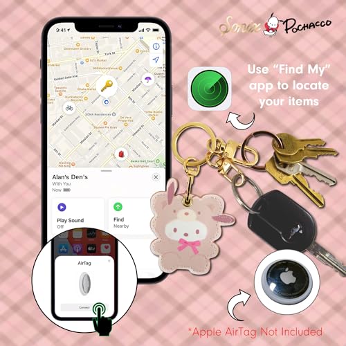 Image of Sonix x Sanrio Keychain Case Compatible with Apple AirTag | Protective Cover Keychain | Pochacco Latte Bears