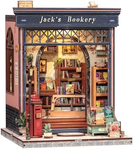 CUTEBEE Book Nook Kit - Holz Miniatur Haus Private Buchhandlung Thema Stil - DIY Bastelset Minihaus für Erwachsene, Kreatives Geschenk, Einzigartige Geschenke für Familie(Jack's Bo