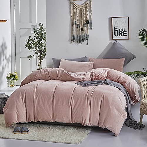Cottonight Pink Velvet Comforter Set California King Dusty Pink Flannel Bedding Comforter Set Thick Heavyweight Blush Pink Warm Blanket Quilts Winter 3 Piece Pink Velvet Comforter Set For Cal King Bed #TOP1