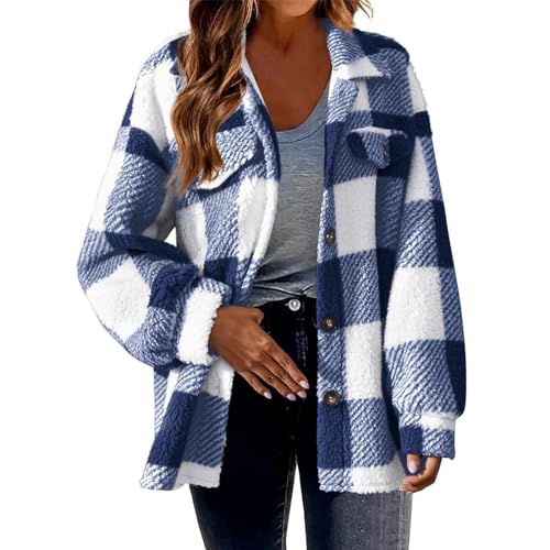 Womens High Neck Jackets Shacket Outfits for Women Long Sleeve Plaid Thermal Fuzzy Winter Fall Outfits 2025 Y2K