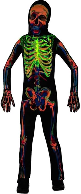 amscan Childs Boys Girls Glow In The Dark Skeleton Halloween Fancy Dress Costume