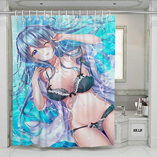 KR.LIF Sexy Get Naked Woman Flirty Cartoon Girl Silhouette Duschvorhang Lady Sexy Body Decor Polyester Stoff Wasserdicht 152,4 cm B x 180,3 cm L Cover