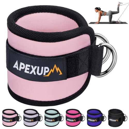 APEXUP Ankle Strap for Cable Machine, Ankle Resistance Bands, Cable Kick Back Ankle Straps for Gym, Glute Workouts, Leg Extensions, Adjustable Straps with Neoprene Padding Pastel Pink Single