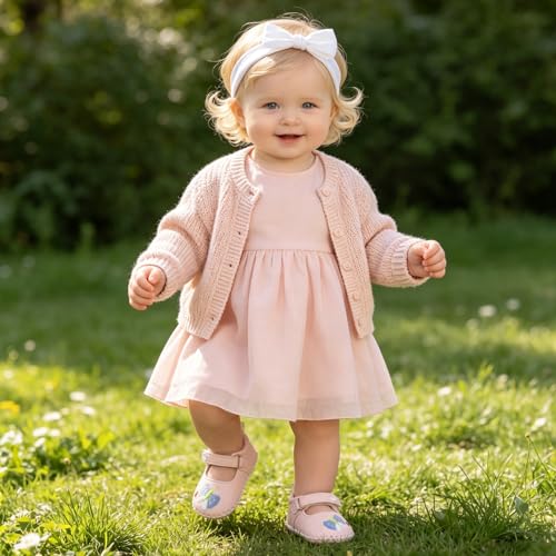 Image of Meckior Infant Baby Girl Sandals Soft Non-Slip Rubber Sole Handmade Princess Wedding Dress Shoes Toddler First Walkers